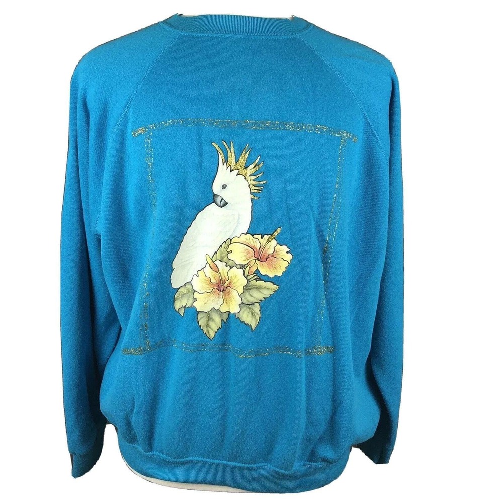 Cockatiel‎ Bird Vintage 80s Avian Sweatshirt 2XL Sweats USA Ugly Sweater Shirt